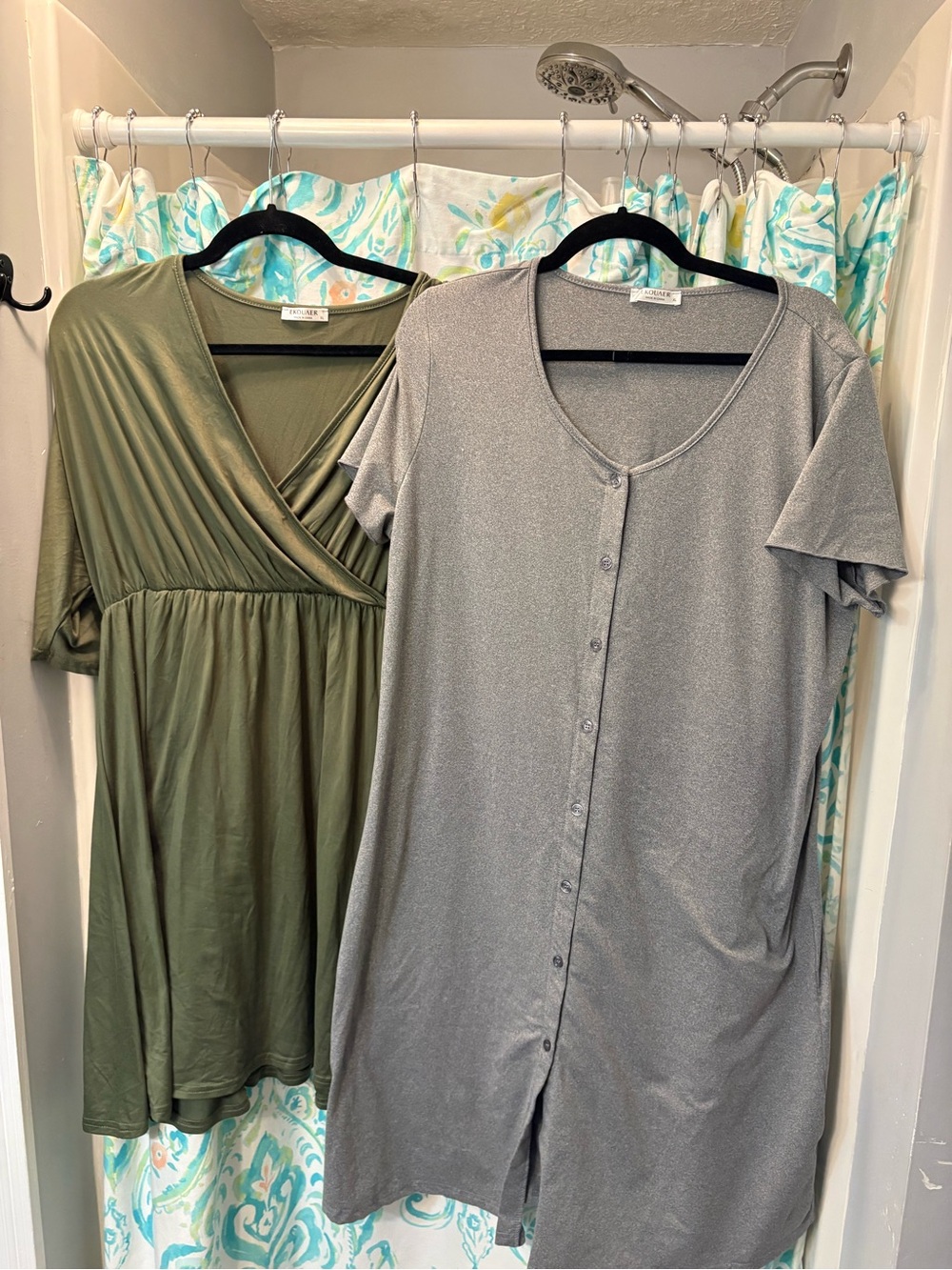 Olive and Gray Nursing Gown Bundle